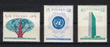 Poland 1957 MNH Mi 998A-1000A Sc 761-763 United Nations, building, oak, globe **