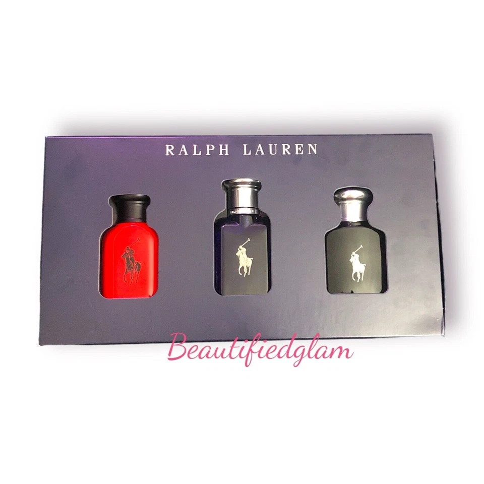 Ralph Lauren Polo Juego de Regalo 3 Piezas POLO AZUL, NEGRO Y ROJO 40ML X 3 NUEVO Foto 2 de 3