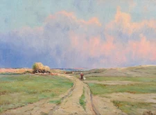 antique painting Saint-Pair-sur-mer Granville Iwill landscape Normandy