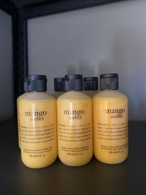 NEW PHILOSOPHY MANGO SORBET SHAMPOO SHOWER GEL 32 OZ + 4 OZ BONUS (6 X 6 OZ)