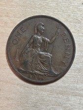 Great Britain 1-Penny coin, 1947. KM# 845, bronze. King George VI. Britannia.