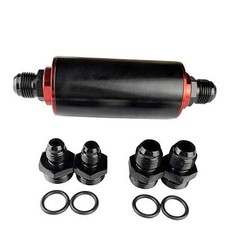 AN Inline Fuel Filter Inlet Outlet 100 Micron Element 6AN 8AN 10AN Male Flare