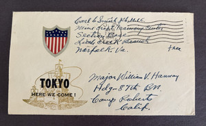 WWII Patriotic Cover cachet 1944 Camp Roberts US Navy Mine craft training center