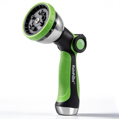Garden Hose Spray Nozzle 10 Patterns Adjustable Flow Control Green RAINPOINT