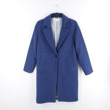 AND/OR John Lewis Size 12 Blue 26% Wool Single Button Collared Pea Coat Pockets