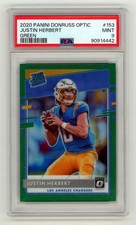 Justin Herbert 2020 Panini Donruss Optic Green Prizm Rated Rookie RC #1/5 PSA 9
