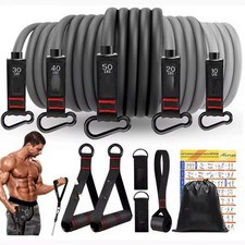 11 Pcs Resistance Band Set Yoga Pilates Abs Fitness Workout Exercise Tube Bands