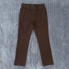 Vintage Lauren Ralph Lauren Belted Brown Trousers 90s Preppy Pants Size 2 27