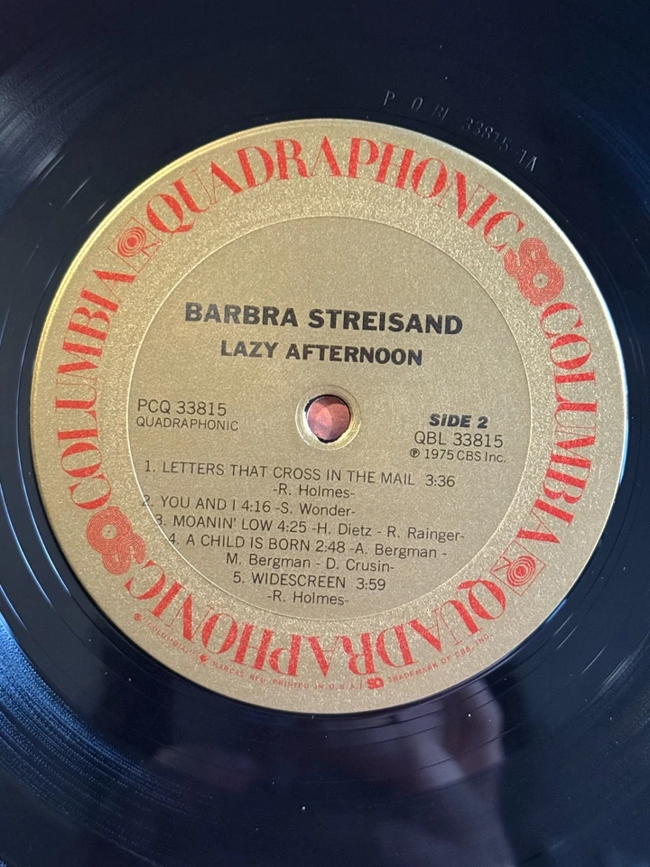 BARBRA STREISAND ~ LAZY AFTERNOON ~ PCQ 33815 ~ 1975 ~ LP ~ Quadraphonic - Image 4 of 4