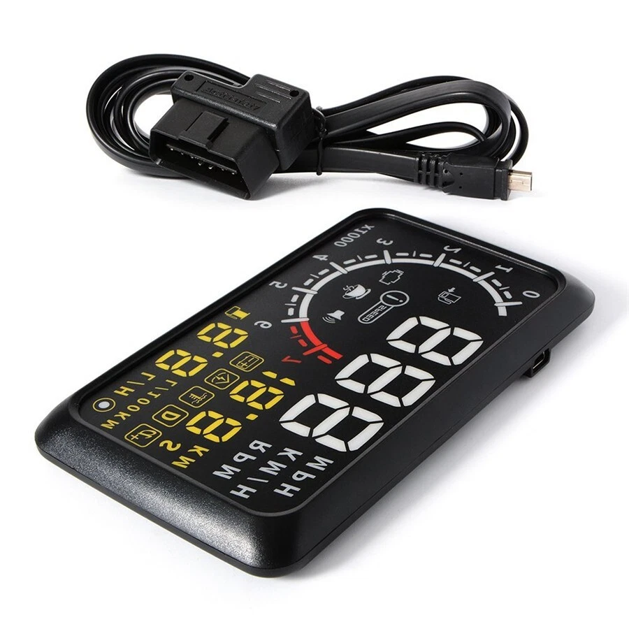 5.5" OBD II OBD2 Car HUD Head Up Display Engine Speed KPH MPH Alarm RPM Refuel Foto 3 de 4