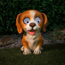 Image of Garden Solar Powered Blinking Eyes Garden Dog With Moving Eyes Garden Dog Statue