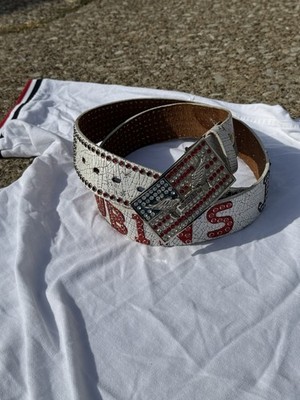 Rare Robins Jean Size 36 Swarovski Studded Y2k Belt With American Flag Buckle