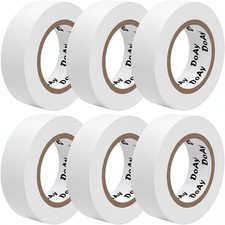 6 Pack White Electrical Tape - Waterproof PVC Tape 0.75 Inch Wide - Weather Resi