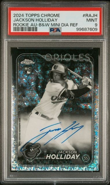 #307 - PSA 9 2024 TOPPS CHROME RC AUTO JACKSON HOLLIDAY MINI DIAMOND [10/16 BRG]