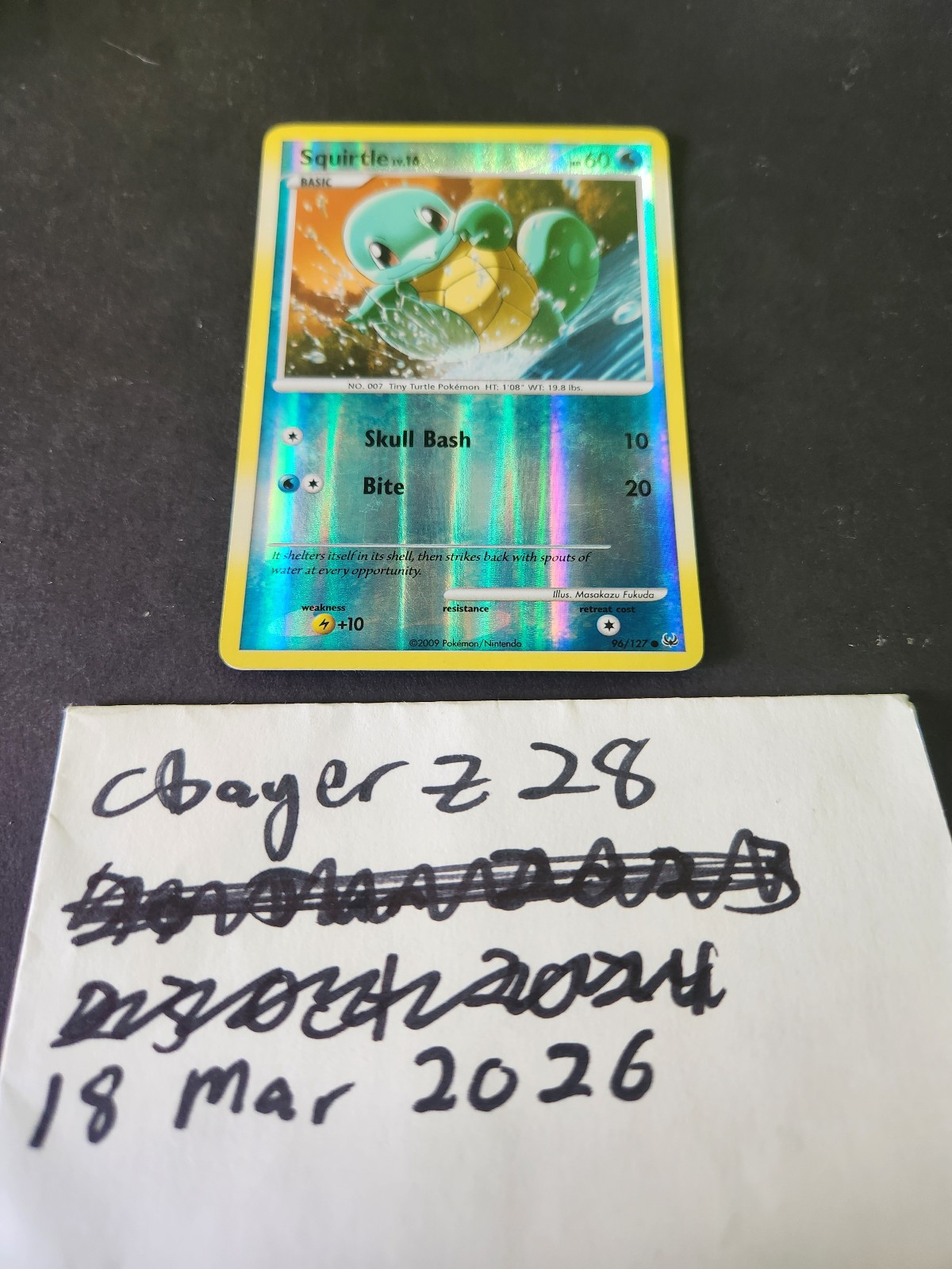 Pokemon TCG Squirtle #96/127 Platinum Reverse Holo Common, LP