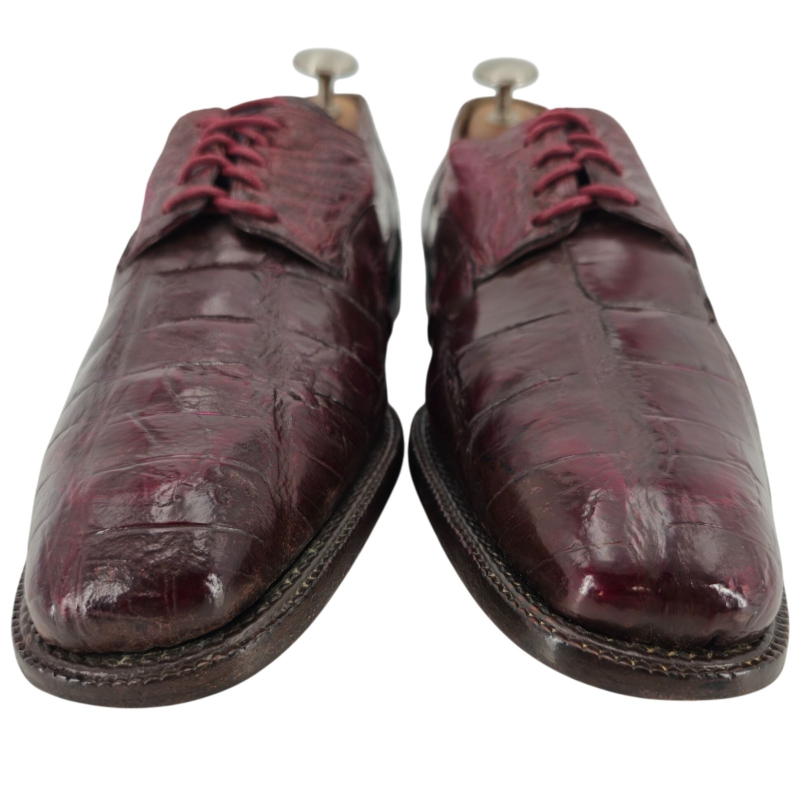 Vintage Mauri Burgundy Alligator Ostrich Exotic Dress Shoes 11.5M Derby Oxfords