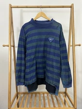 VTG 80s Quicksilver Striped Color Block Surf Skate Long Sleeve Mock T-Shirt XL