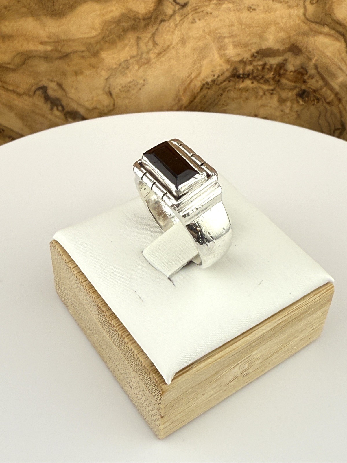 Sterling Silver 925 Rectangular Jet Gemstone Ring… - image 5