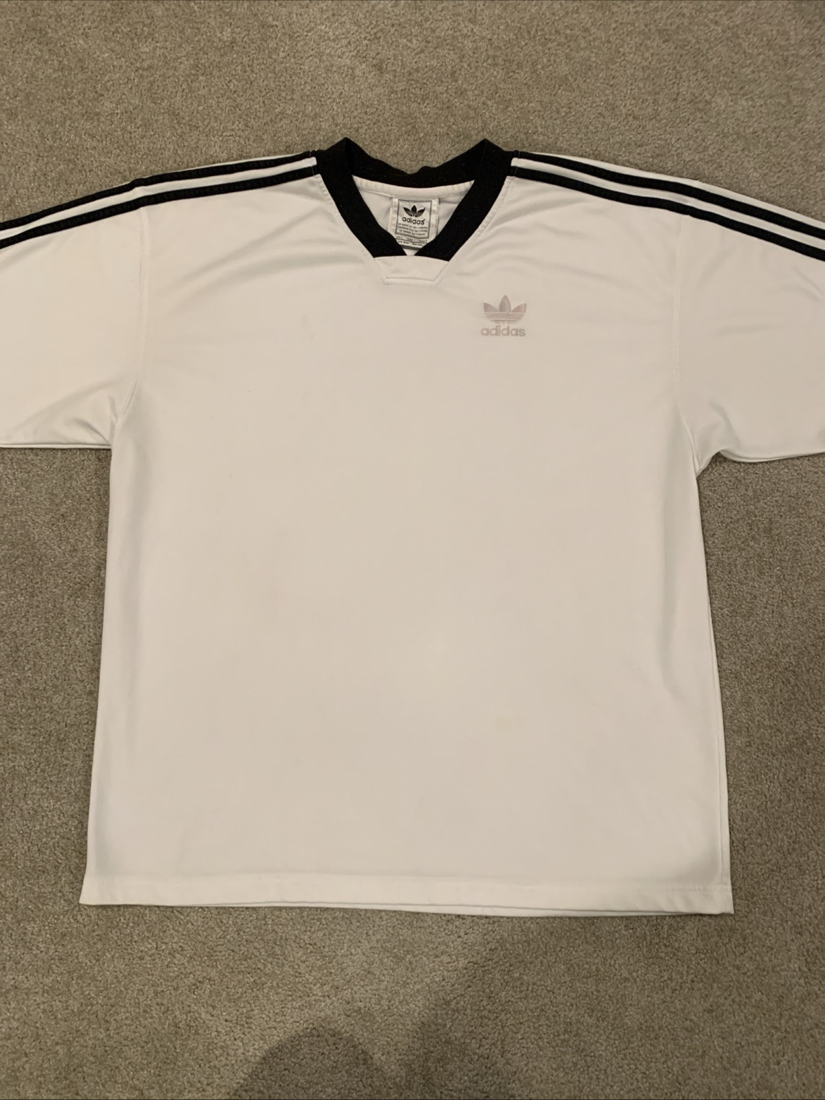 VTG 90's Adidas Soccer Jersey Shirt White Black Germany Colorway Sz L - Flaws