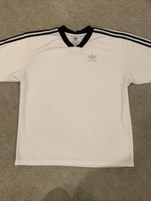 VTG 90's Adidas Soccer Jersey Shirt White Black Germany Colorway Sz L - Flaws
