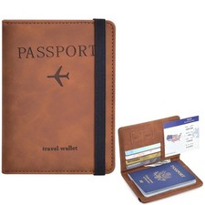 1pc Passport Holder PU Travel Wallet RFID Blocking Cover Case Unisex 