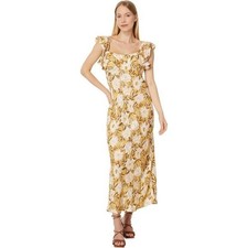 Madewell NP067 Angelina Yellow Floral Shutter Sleeve Maxi Dress Size 12 NEW