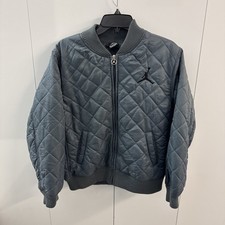 Nike Air Jordan Boys Quilted Bomber Jacket Gray Youth XL