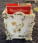 Antique 1900s Milk Glass Playing Card Holder With Vintage Cards