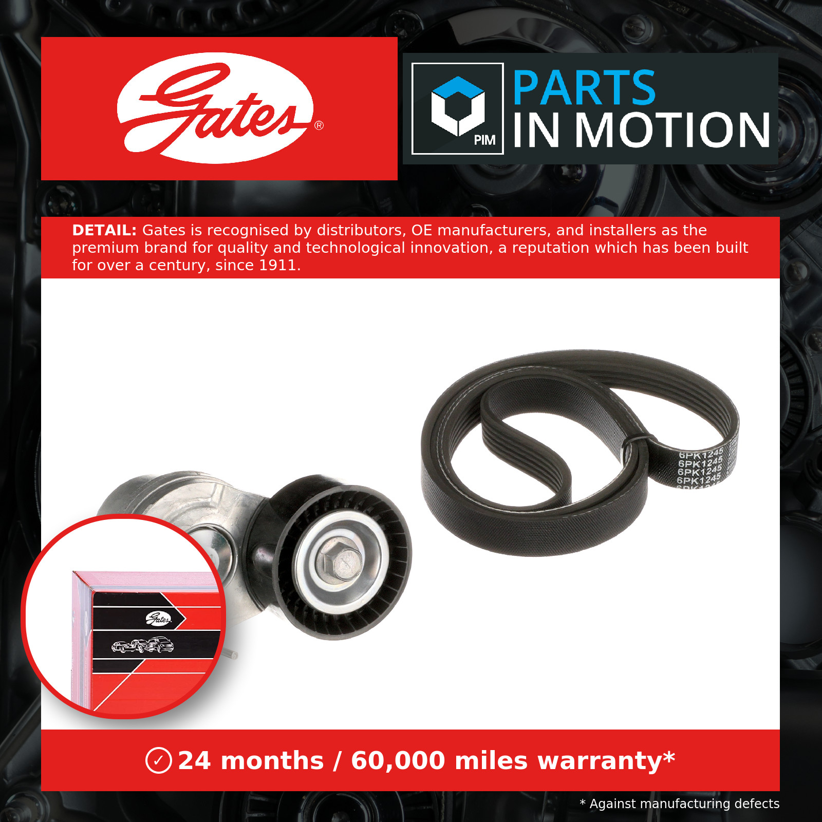 VRIBBED BELT SET K016PK1245 FOR VAUXHALL CORSA/Mk/III ASTRA/VI MOKKA MERIVA 1.7L - Image 6