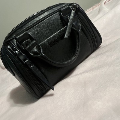 Madden NYC Black Small Satchel Top Handle Zip Bag w/ Detachable Crossbody Strap