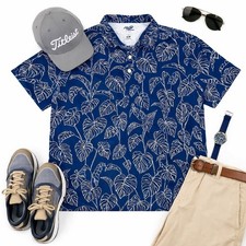 Reyn Spooner Brrrr Performance Golf Sport Tech Navy Monstera Polo 3XL Cool Feel