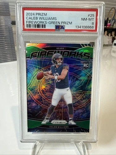 2024 Prizm - Caleb Williams RC PSA 8 Fireworks Green Prizm 🔥🔥🔥💵💵💵￼