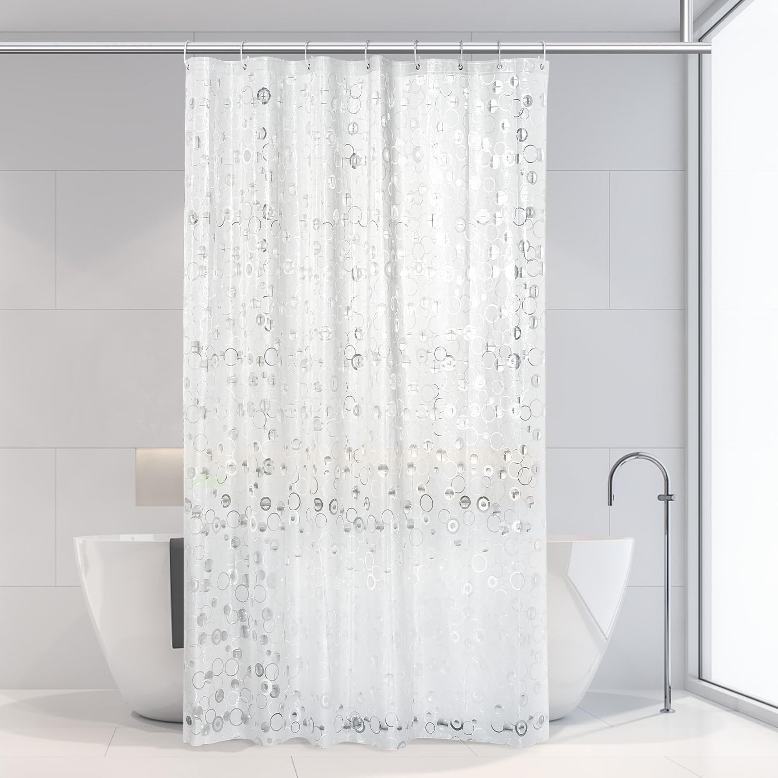 OTraki Shower Curtain for Bathroom, W 47.2"" x L 78.7"" (1 Panels), Transparent