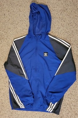 VTG Y2K Adidas Climalite Windbreaker Jacket Mens Med Full Zip Blue Trefoil