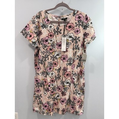 NEW For Cynthia Shift Dress L Women's Floral Pink Vacation Resortwear