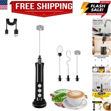 Rechargeable Milk Frother Handheld with 3 Detachable Stainless Steel Whisks, ...