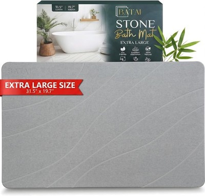 Extra Large Stone Bath Mat - (31.5  x 19.7 ) - Absorbent Diatomaceous Earth