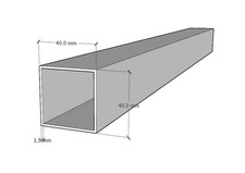 PROFILATO IN ALLUMINIO ESTRUSO GREZZO TUBOLARE 40X40X1.5