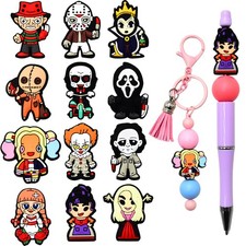 12pcs Halloween Character Silicone Focal Beads for Keychains  Jewelry