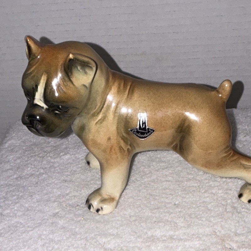 Vintage Cortendorf Pottery Boxer Dog Puppy Figurine Germany 1960s