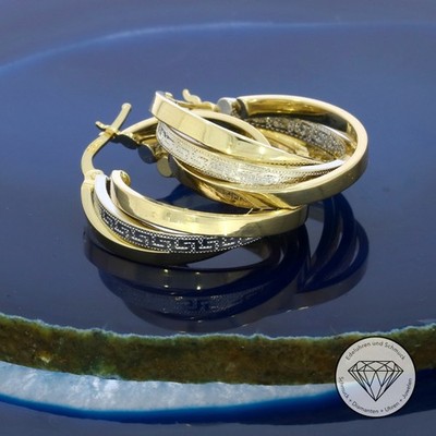 SONDERAKTION WERT 770,- Greco 3-fach Creolen Ohrringe 585 Gold 14k 14 KT XXYY