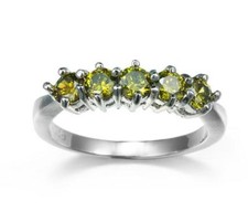 New Arrival Gorgeous Shiny Round Shaped Green Peridot Gems Silver Ring Size 7 8