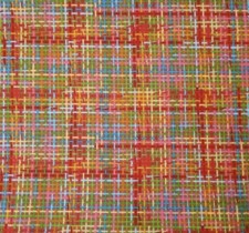 Woven Line Plaid Print BTY Red Yellow Blue Green Teal on Coral