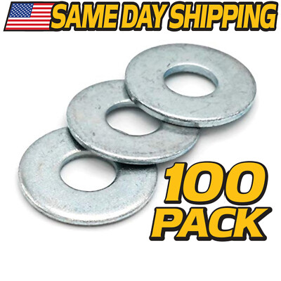 #ad 100 Pack 5 16quot; USS Flat Washers Zinc Plated 0.38quot; ID x 0.88quot; x 0.68quot; Grade 5 $16.99