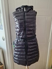 John Richmond Womens Black Long Down Quilted Gilet Uk Size 6 Rrp €390 New