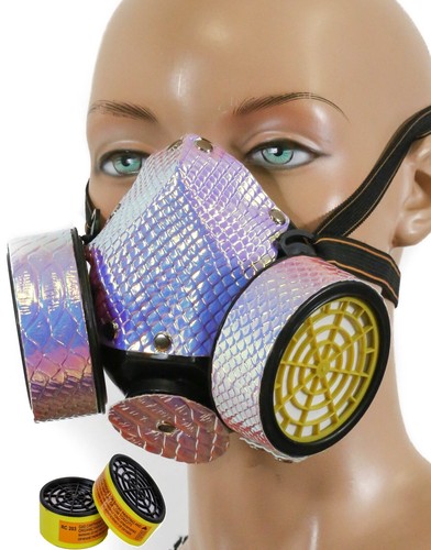 Snake Holographic Steampunk Gas Mask Cosplay Spikes Respirator Costume Party - Picture 2 of 6