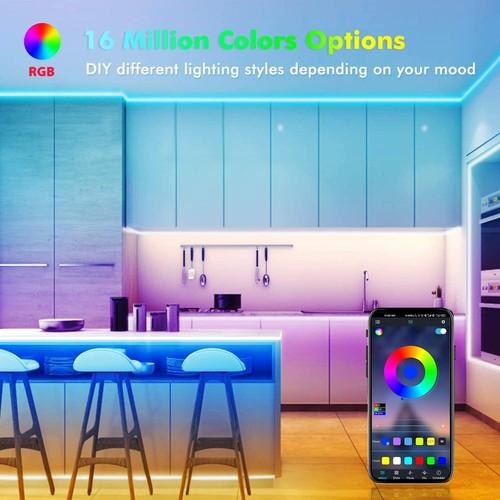 65.6FT LED Strip Lights RGB 5050 Bluetooth Music Color Changing Room Fairy Light - Picture 2 of 16