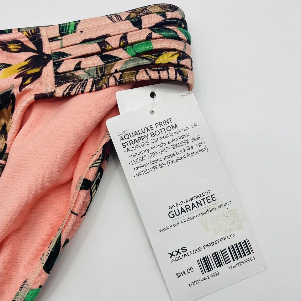 Parte inferior de bikini Athleta para mujer talla XXS Aqualuxe con estampado floral con tiras 212901 1651 Foto 3 de 4