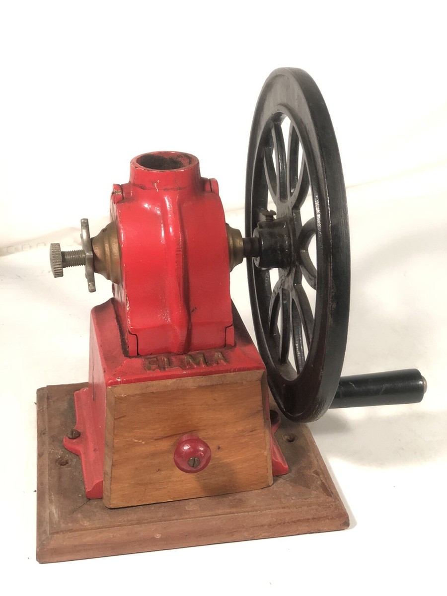 Vintage Elma Coffee Grinder Metal With Wood Base Made in Spain | eBay