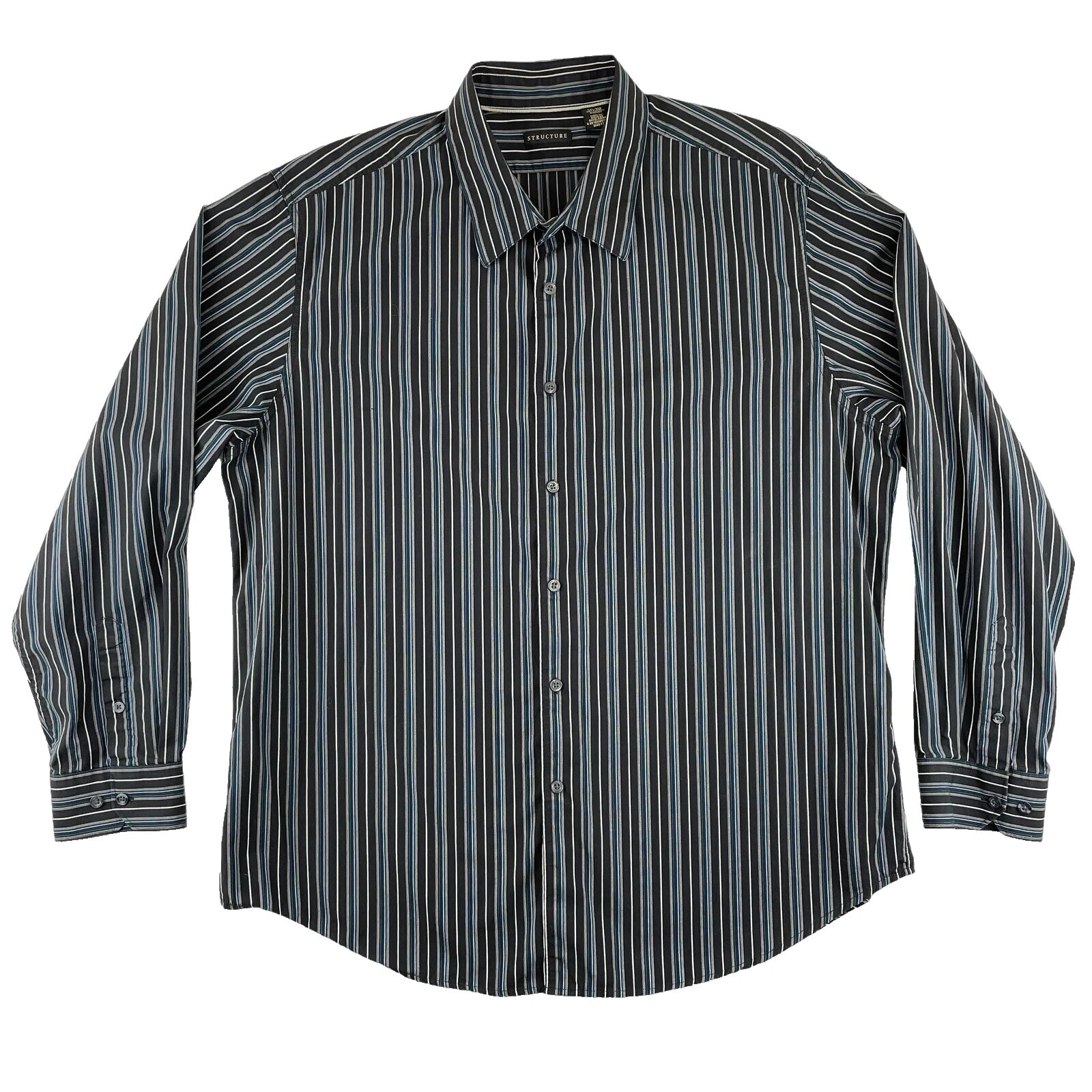 Camisas informales abotonadas de estructura de algodón a rayas para hombre